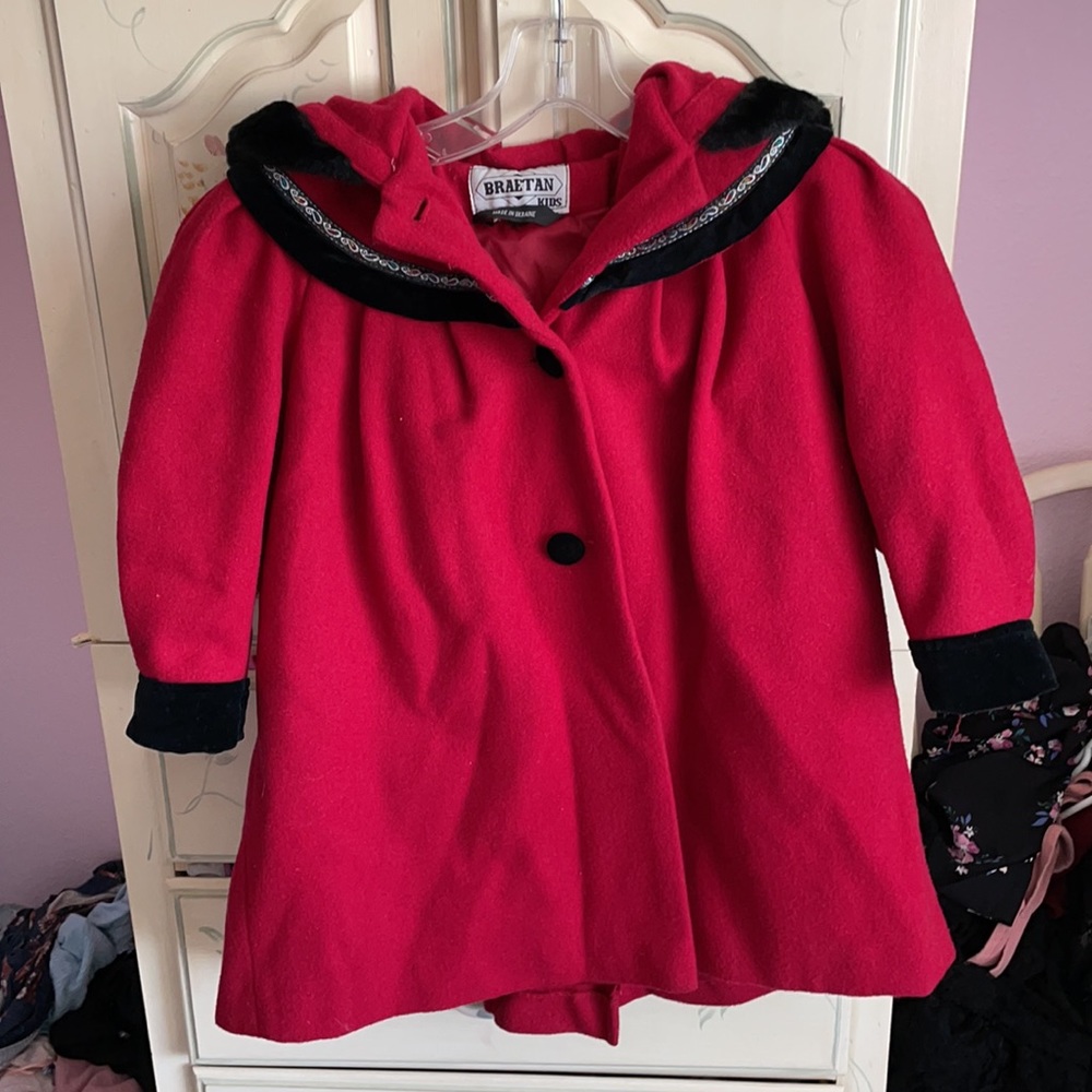 Girls velvet and faux fur lined coat